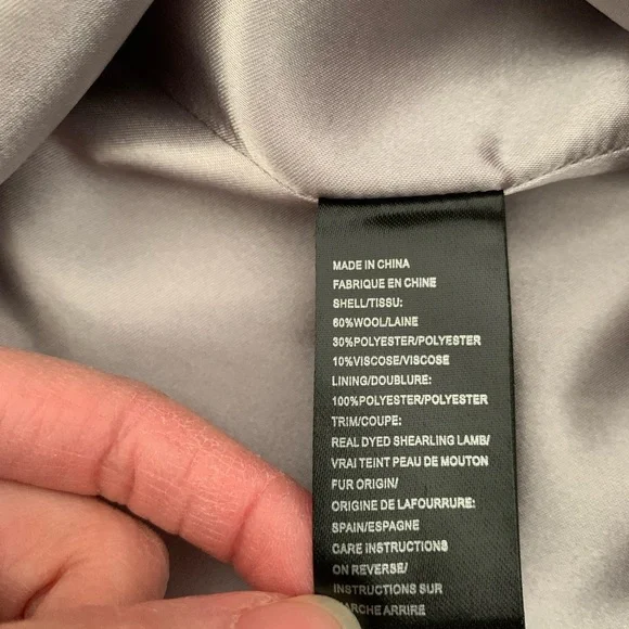 Sofia Cashmere wool real lamb shearling fur trim coat NWT - Picture 6 of 8